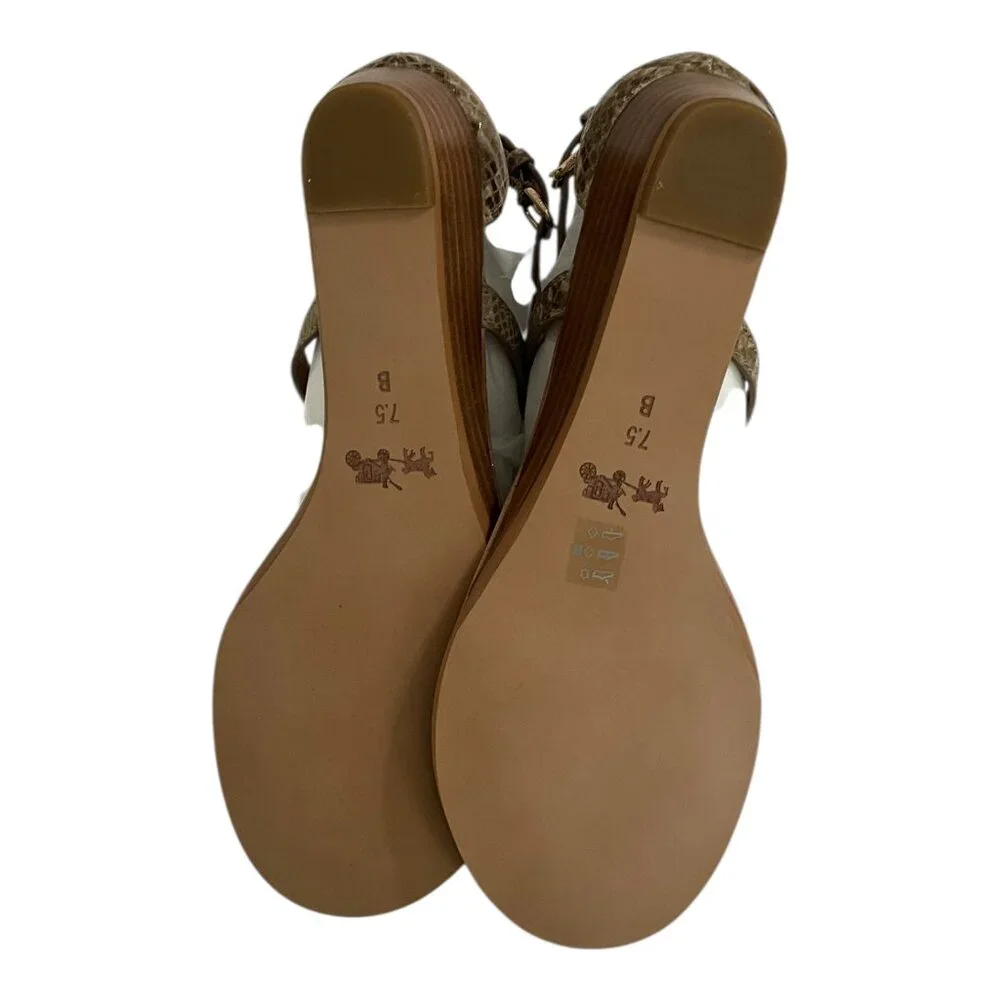 Women's Taupe T-Strap Sandals with Gold Accent